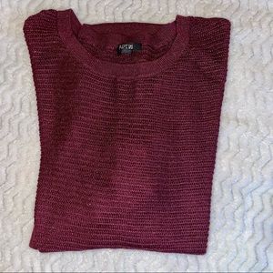 Apt 9 Women's M Short Sleeve Maroon sparkle Rayon Polyester Metallic Sweater